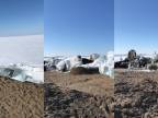 Ľadová tsunami na brehoch rieky Jenisej (Rusko)