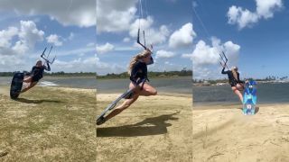 Kitesurferka Hannah Whiteley ovláda dosku a kite dokonale