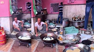Neskutočné hygienické podmienky v pouličnej reštaurácii v Indii