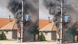Elektrický požiar v rozvádzači na stĺpe transformátora