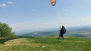 Štart paraglidera - Zobor Pyramída
