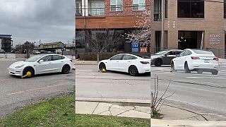 video Bezmozog v Tesle s papučou na kolese