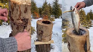 video Ako upiecť pstruha pomocou jedného polienka?