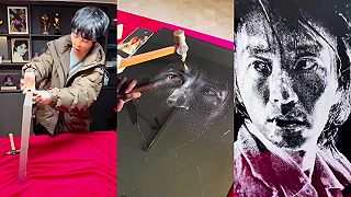 video Hendikepovaný čínsky chlapec vytvára klepkaním na sklo úžasné obrazy