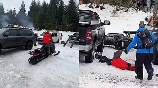 video Frigo sa luxusne vypol pomocou snežného skútru