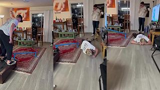 video Doma skúšal zjazdiť na doske zábradlie