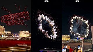 video 5000 dronov na oslavu finále seriálu Stranger Things (Las Vegas)