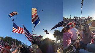 video Vo vetre viala obrovská vlajka USA (ou shit)