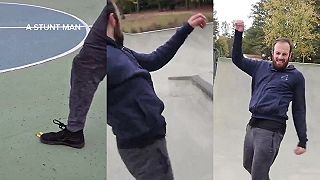 video Bežný človek, tricker, kaskadér a skejťák vs. banánová šupka