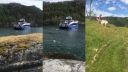 Retrívra Dennisa kŕmi turisti z lode (Nórsko)