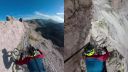 Zjazd po okraji v Dolomitoch (Taliansko)