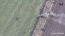 Zasiahnutý tank, pohľad z dronu