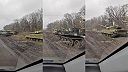 Opustený konvoj ukrajinských tankov pri Chersone.