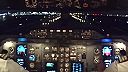 Nočný štart lietadla Airbus A310 (pohľad z kokpitu)