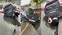 Mladá opitá Ruska si nevšimla „výtlk“, polovicou Volva XC60 doň spadla