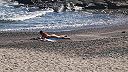 Pláž v kempe Camping Caleta del Sordo neďaleko dediny San Miguel de Tajao