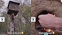 Chlapík si na strome postavil chatrč