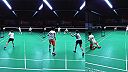 Tréningová štvorhra profi hráčov bedmintonu