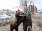 Strážny medveď na letisku v Rusku