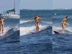 Dievča na surfovej doske.