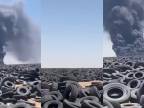 V Kuvajte začal horieť najväčší "cintorín" pneumatík na svete