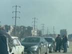 Dopravná zápcha počas evakuácie Mariupoľu