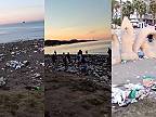 Pláž Malaga deň po festivale venovanom ekológii a progresívnej ochrane prírody