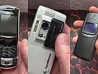 Rôzne modely dizajnových mobilných telefónov z 90-tych a 2000-cich rokov