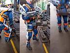 Využite exoskeletu v praxi - dvíhanie 65 kg ťažkého oceľového bloku