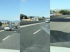 Idiot v protismere na diaľnici (Granada, Španielsko)
