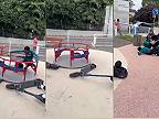 Z kolotoča urobili pomocou elektrických kolobežiek centrifúgu