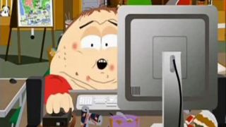 Cartman závislý na pc hrách, až tak že potrebuje wc misu