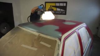 Striekanie Škody Felicie farbou Plasti Dip
