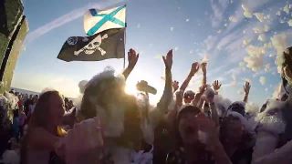 Pěna party vedle Bílého moře. Severodvinsk. Rusko 2015
