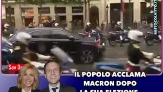 "Nadšené" davy vítaju E. Macrona v uliciach Paríža