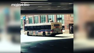 Cestujúci na streche autobusu (Chicago)