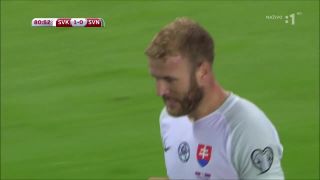 Merčiakov výbuch radosti pri góle Adama Nemca proti Slovinsku