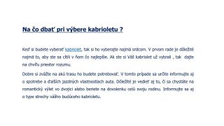 Jazda v  luxusnom kabriolete - splňte si váš sen