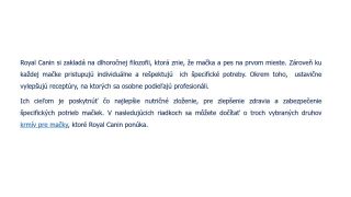 Royal canin  mačka vždy na prvom mieste