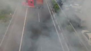 Nehoda na diaľnici Long Thanh - Dau Giay z vtáčej perspektívy