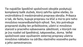 AKO FUNGUJE ŠPEDÍCIA A AKÉ MÔŽE MAŤ PRE VÁS VÝHODY