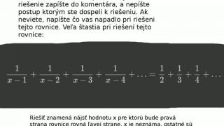 Matematická rovnica (skúste trošku podumať, nepozerať do koment)