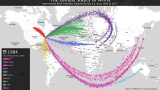 Vyobrazenie vývozu zbraní z USA 1950 - 2017