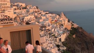 Západ slnka z mestečka Fira - Santorini