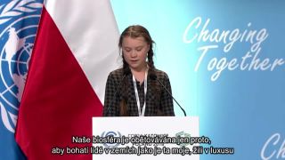 Greta Thunberg na konferencii OSN, 2018