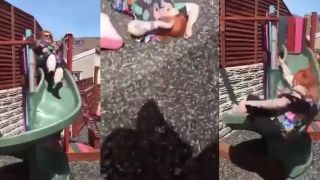 Pani na smykalke takto dopadla