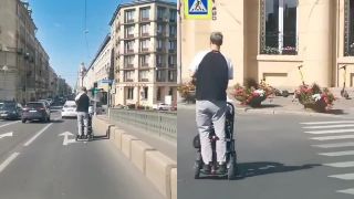 Moderný SEGWAY otecko