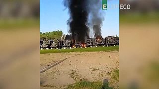 Ruská technika vozový park v regióne Bryansk horí