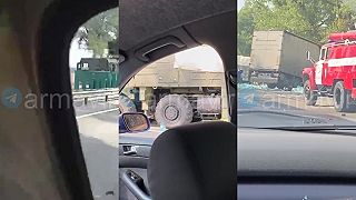 Ruský Iskander-M 9T250 sa v Armavire zrazil s kamiónom.