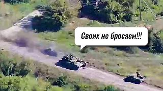 Okupanti v panike utekajú na tanku T-72
